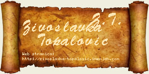 Živoslavka Topalović vizit kartica